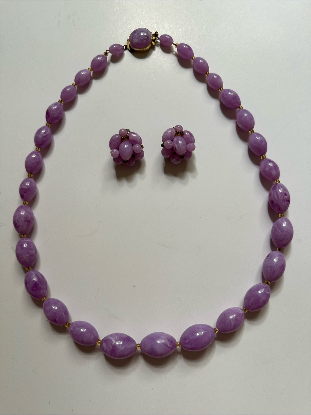 Vintage West Germany Lavender Necklace Set